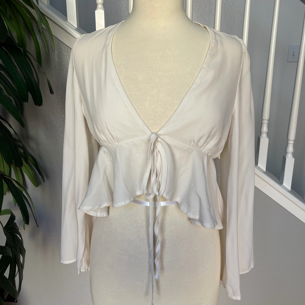 SHEIN Cream Long Sleeve Blouse
